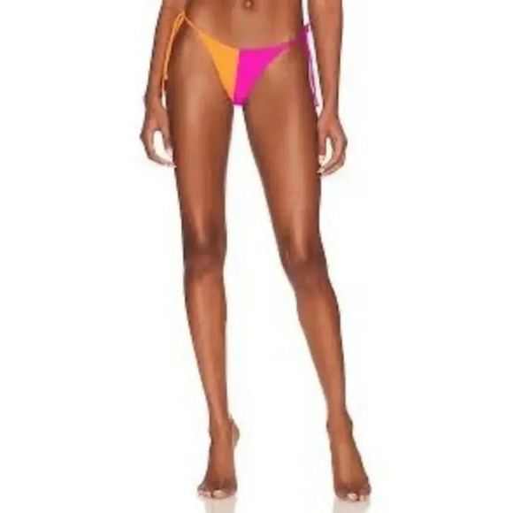 Revolve Lovers And Friends Fines Lines Swim Bikini Bottom in Orange and Pink Sz - Picture 1 of 5